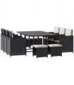 Rattan Dining Set, 11 PC-Black