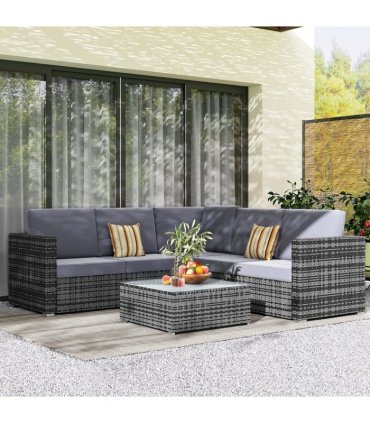 Rattan Set, 4 PC-Grey