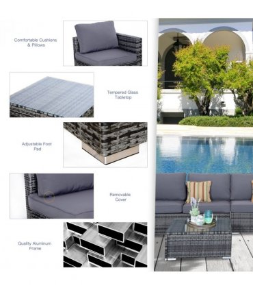 Rattan Set, 4 PC-Grey