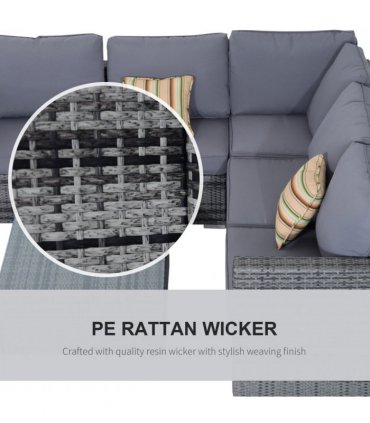 Rattan Set, 4 PC-Grey