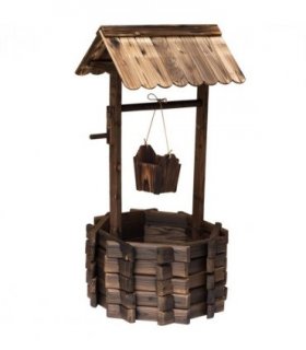 Wishing Well Planter Bucket,  60Lx55Wx 114H cm-Brown