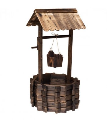 Wishing Well Planter Bucket,  60Lx55Wx 114H cm-Brown