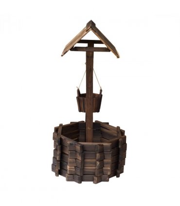 Wishing Well Planter Bucket,  60Lx55Wx 114H cm-Brown