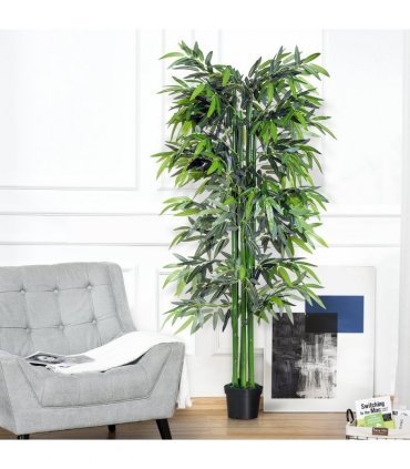 Artificial Bamboo Tree Plant, 1.8 m-Green Bamboo/ Black Pot