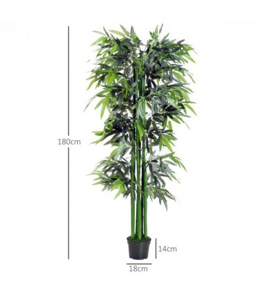 Artificial Bamboo Tree Plant, 1.8 m-Green Bamboo/ Black Pot