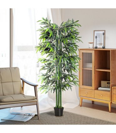 Artificial Bamboo Tree Plant, 1.8 m-Green Bamboo/ Black Pot