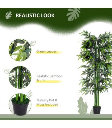 Artificial Bamboo Tree Plant, 1.8 m-Green Bamboo/ Black Pot