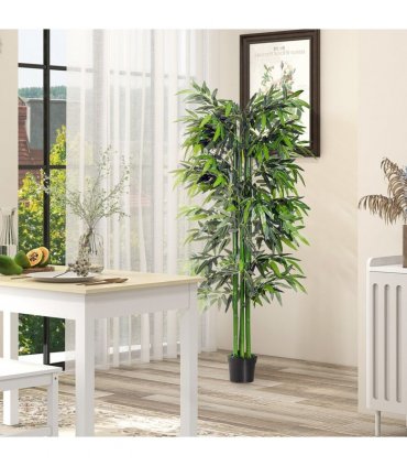Artificial Bamboo Tree Plant, 1.8 m-Green Bamboo/ Black Pot