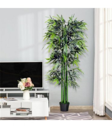 Artificial Bamboo Tree Plant, 1.8 m-Green Bamboo/ Black Pot