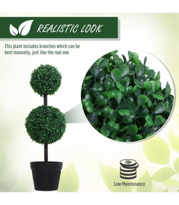 PE Set of 2 Artificial Boxwood Ball Topiary Plant Tree's Green