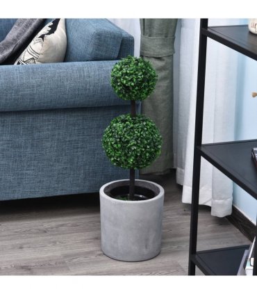 PE Set of 2 Artificial Boxwood Ball Topiary Plant Tree's Green