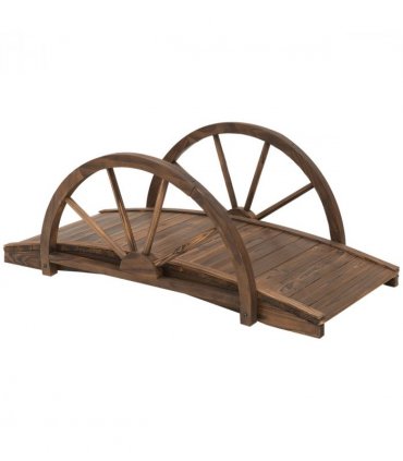 Fir Wood Outdoor Garden Decor Walkway Bridge Brown