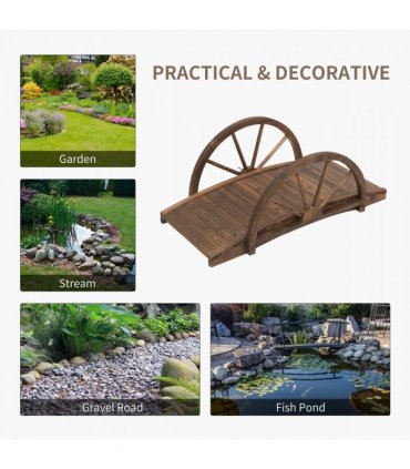 Fir Wood Outdoor Garden Decor Walkway Bridge Brown