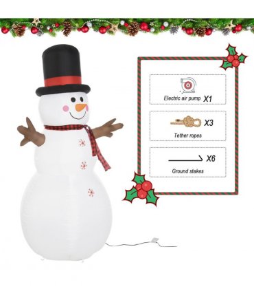 6ft Giant Inflatable Snowman Christmas Deco LED Lights Accessories Cute Family