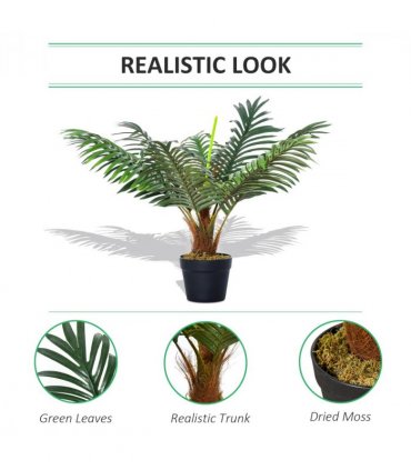 Artificial Palm Tree  8 Leaves with Nursery Pot, Fake Tropical Tree 60cm