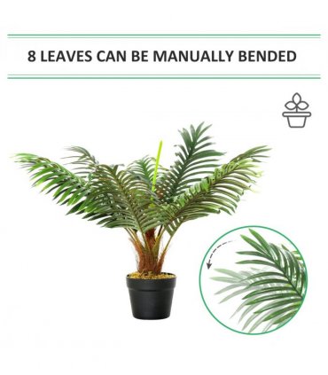 Artificial Palm Tree  8 Leaves with Nursery Pot, Fake Tropical Tree 60cm
