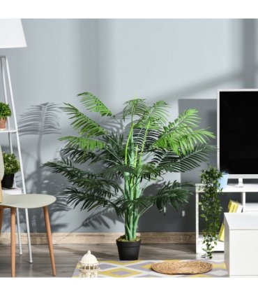 Artificial Palm Tree 18 Leaves with Nursery Pot, Fake Tropical Tree 125cm
