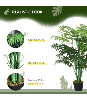 Artificial Palm Tree 18 Leaves with Nursery Pot, Fake Tropical Tree 125cm
