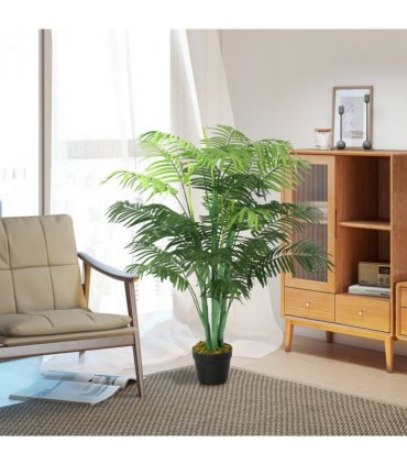 Artificial Palm Tree 18 Leaves with Nursery Pot, Fake Tropical Tree 125cm