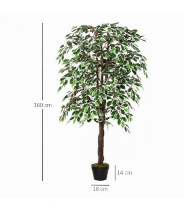 Artificial Ficus Silk Tree with Nursery Pot, Decorative Fake Plant, 160cm