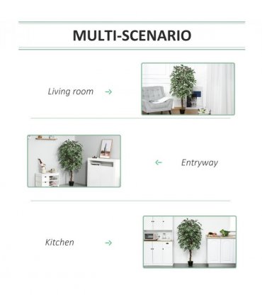 Artificial Ficus Silk Tree with Nursery Pot, Decorative Fake Plant, 160cm