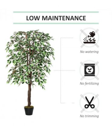 Artificial Ficus Silk Tree with Nursery Pot, Decorative Fake Plant, 160cm