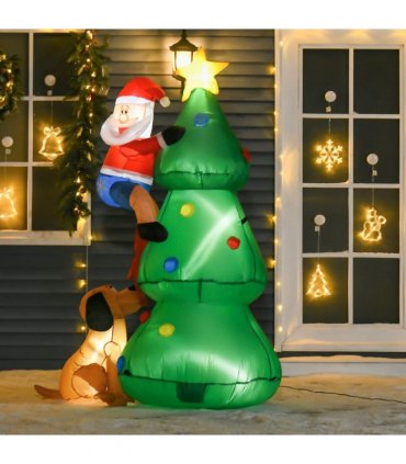 1.8m Inflatable Christmas Tree, LED Lighted with Santa Claus Dog Party Prop