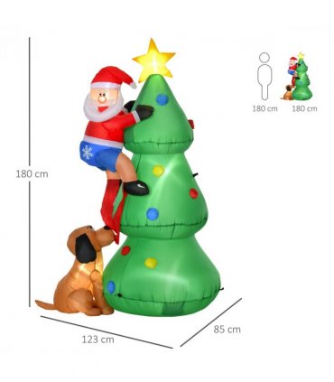 1.8m Inflatable Christmas Tree, LED Lighted with Santa Claus Dog Party Prop
