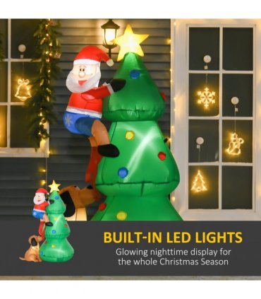 1.8m Inflatable Christmas Tree, LED Lighted with Santa Claus Dog Party Prop