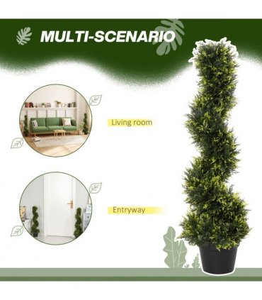 Set Of 2 90cm Artificial Spiral Topiary Trees & Pot Fake Greenery Plant