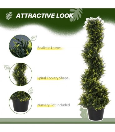 Set Of 2 90cm Artificial Spiral Topiary Trees & Pot Fake Greenery Plant