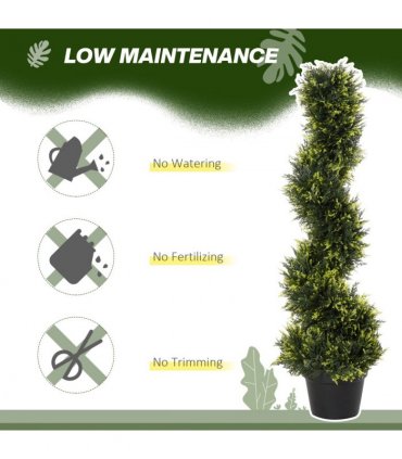 Set Of 2 90cm Artificial Spiral Topiary Trees & Pot Fake Greenery Plant