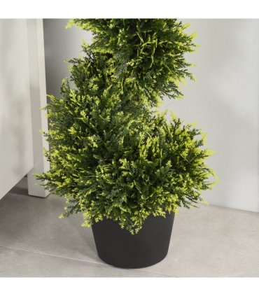 Set Of 2 90cm Artificial Spiral Topiary Trees & Pot Fake Greenery Plant