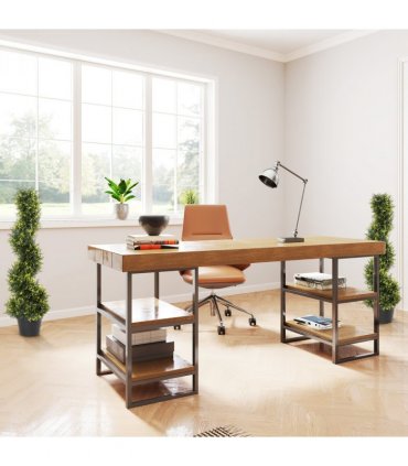 Set Of 2 90cm Artificial Spiral Topiary Trees & Pot Fake Greenery Plant
