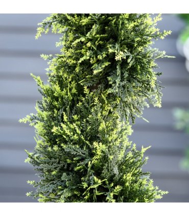 Set Of 2 90cm Artificial Spiral Topiary Trees & Pot Fake Greenery Plant