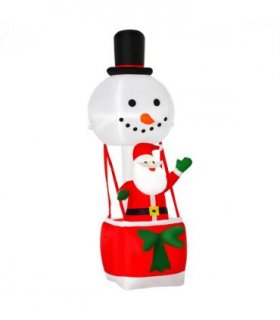 8ft Christmas Inflatable Deco with Santa Claus on Snowman Hot Air Balloon LED