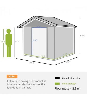6x5ft Metal Garden Shed House  Gardening Tool Storage Brown 193Lx152Wx203Hcm