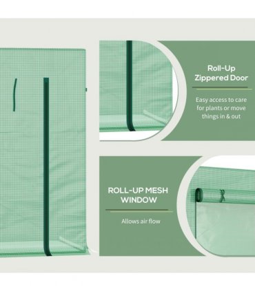 Garden Greenhouse Plant Cover, Windows & Zipper 198Lx77Wx149-168Hcm