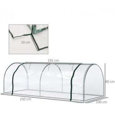 PVC Greenhouse Tunnel Steel Frame Transparent 250x100x80cm