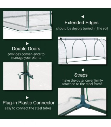 PVC Greenhouse Tunnel Steel Frame Transparent 250x100x80cm