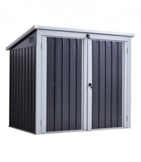 Steel Garden Storage Shed Double Door & Lid Dustbin Rubbish Cover 2 Trash Can