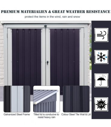 Steel Garden Storage Shed Double Door & Lid Dustbin Rubbish Cover 2 Trash Can
