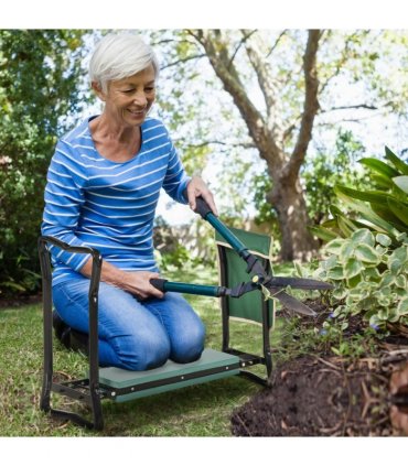 Steel Frame Gardening Kneeler Seat w/ Pouch Green