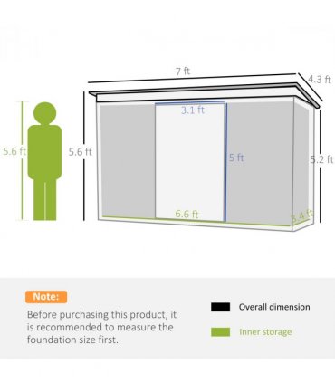 Garden Storage Shed Sloped Roof Outdoor Equipment Tool Storage 213x130x173cm
