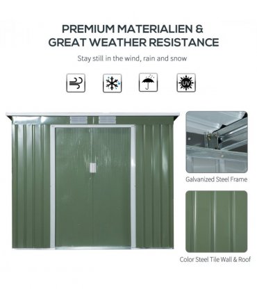 Garden Storage Shed Sloped Roof Outdoor Equipment Tool Storage 213x130x173cm