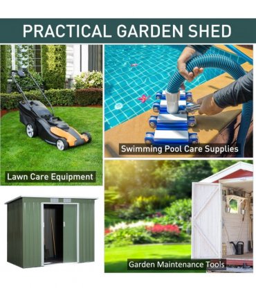 Garden Storage Shed Sloped Roof Outdoor Equipment Tool Storage 213x130x173cm