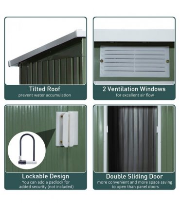 Garden Storage Shed Sloped Roof Outdoor Equipment Tool Storage 213x130x173cm