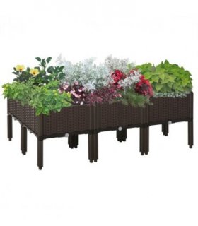 6-pcs  Raised Flower Bed Stackable Vegetable Herb Box with Drainage Holes