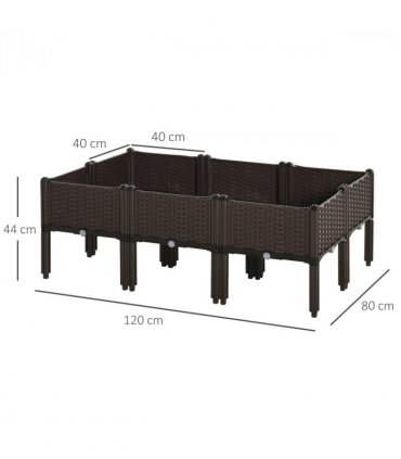 6-pcs  Raised Flower Bed Stackable Vegetable Herb Box with Drainage Holes