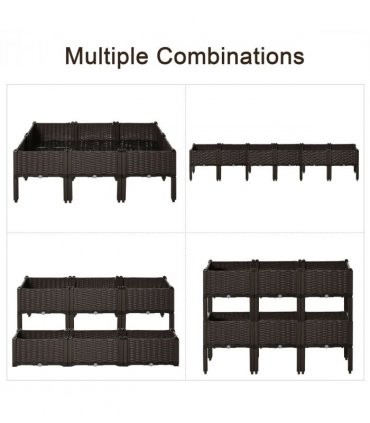 6-pcs  Raised Flower Bed Stackable Vegetable Herb Box with Drainage Holes